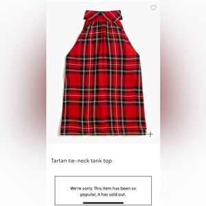J. Crew Red Tartan Plaid Neck Halter Tank Top